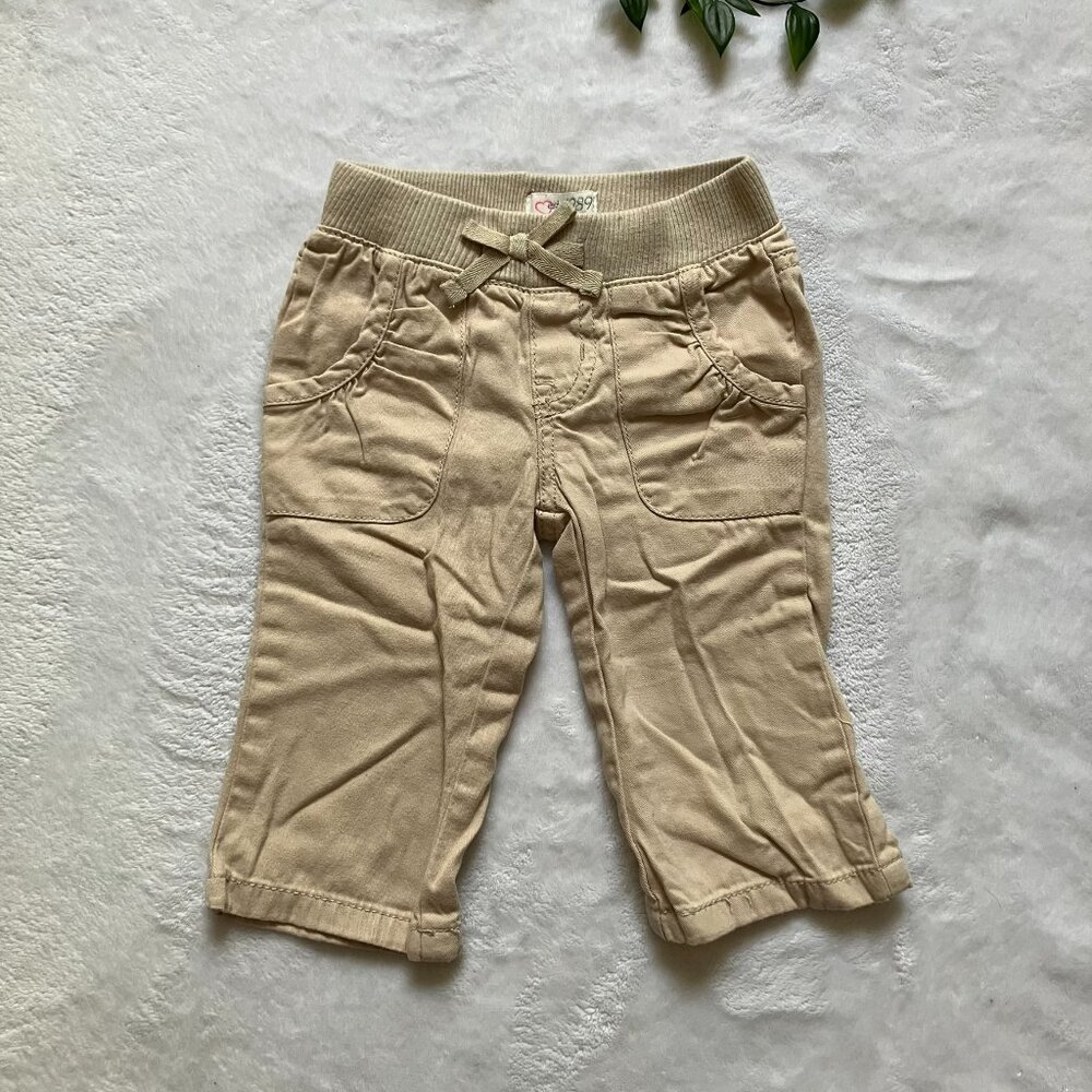 Est. 1989 Place Baby Pants 9-12M Tan Beige Cotton Elastic Waist GUC